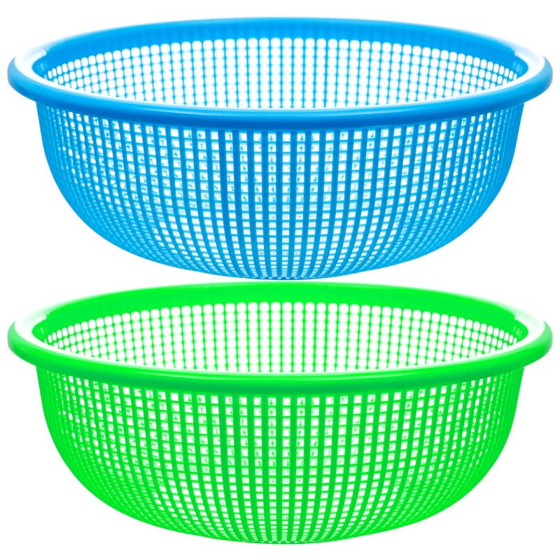 NuValu Round Plastic 10" Colander, Assorted Colors (12 Pack)