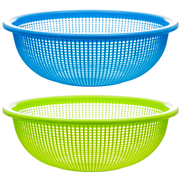 NuValu Round Plastic 12" Colander, Assorted Colors (12 Pack)