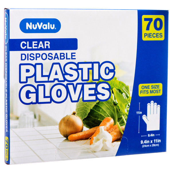NuValu Disposable Plastic Gloves, Clear, 70 Count (24 Pack)
