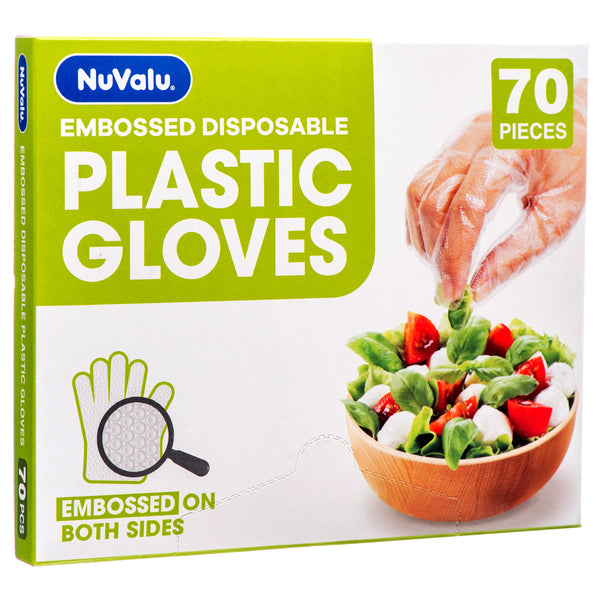 NuValu Disposable Plastic Gloves, Embossed, 70 Count (20 Pack)