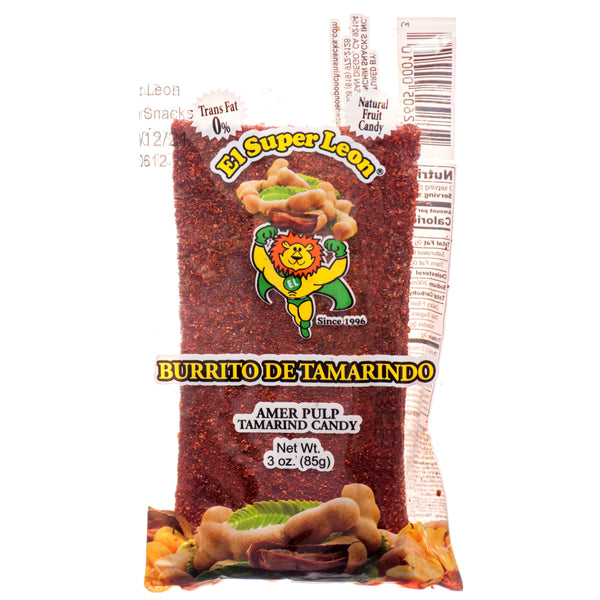 El Super Leon Tamarind Pulp Candy Burrito, 2.5 oz (24 Pack)