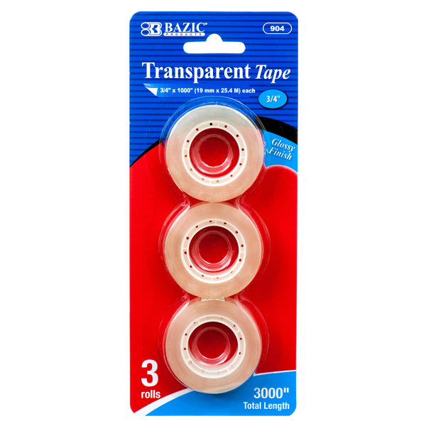 Transparent Tape Refill, 3 Count (24 Pack)
