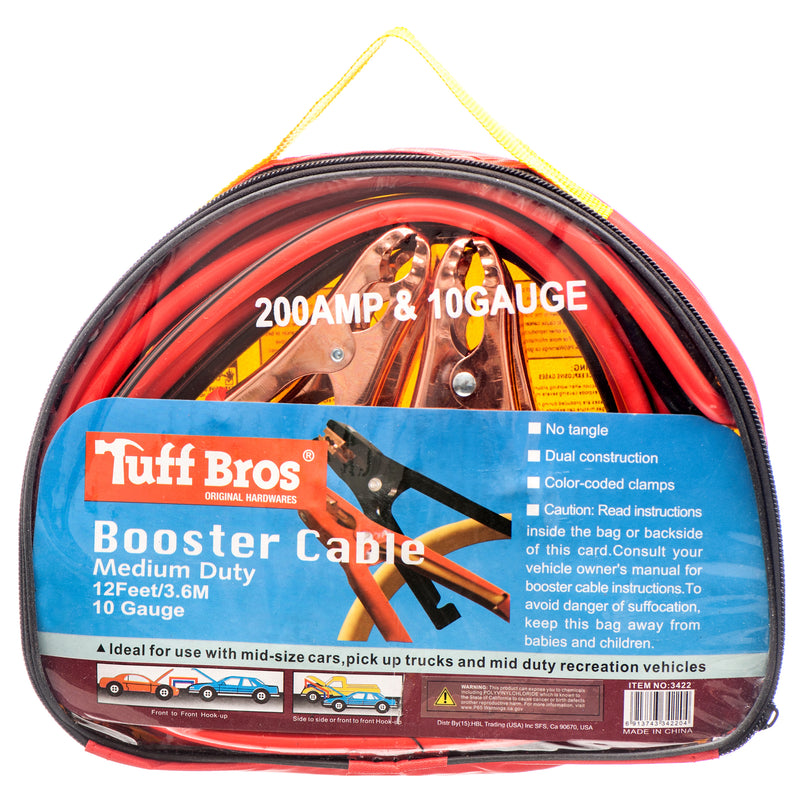 Booster Cable 12Ft 10Guage 200Amp W/Carrying Case (12 Pack)