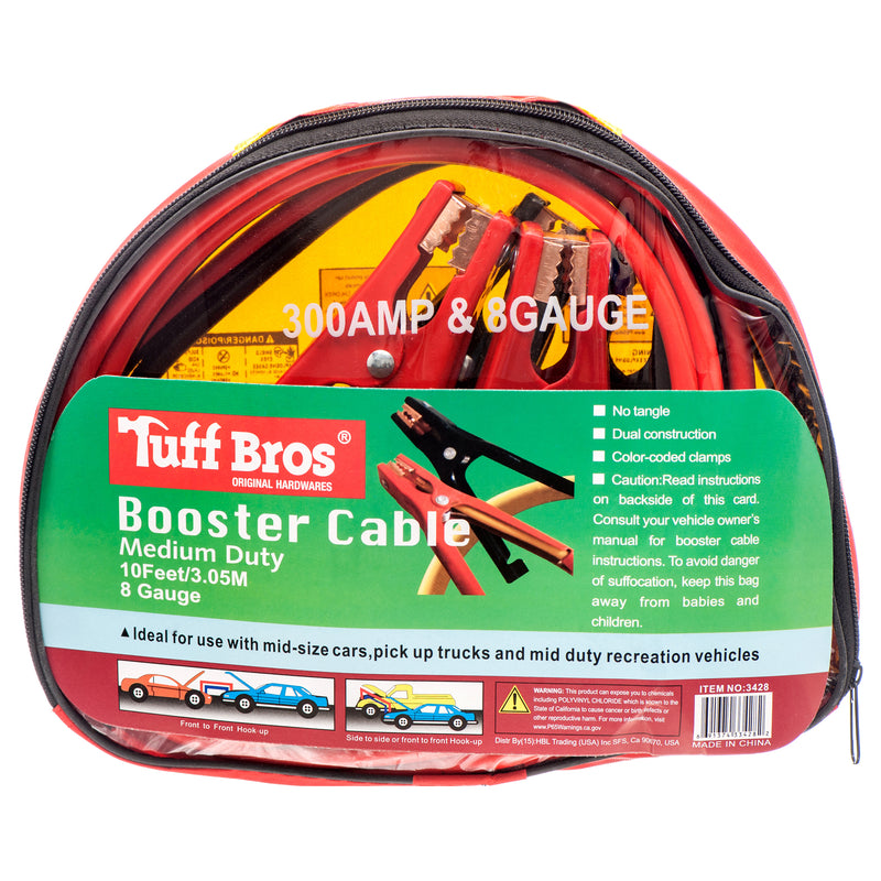 Booster Cable 10Ft 8Guage 300Amp W/Carrying Case