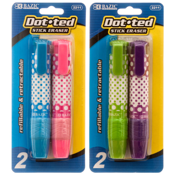 Dotted Stick Erasers, 2 Count (24 Pack)
