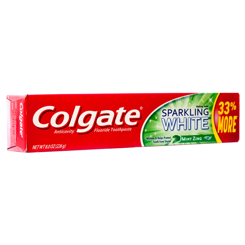 Colgate Mint Toothpaste, Sparkling White, 8 oz (24 Pack)