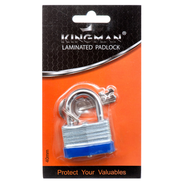 Kingman Laminated Pad Lock 40Mm W/S. Blister #099740 (24 Pack)