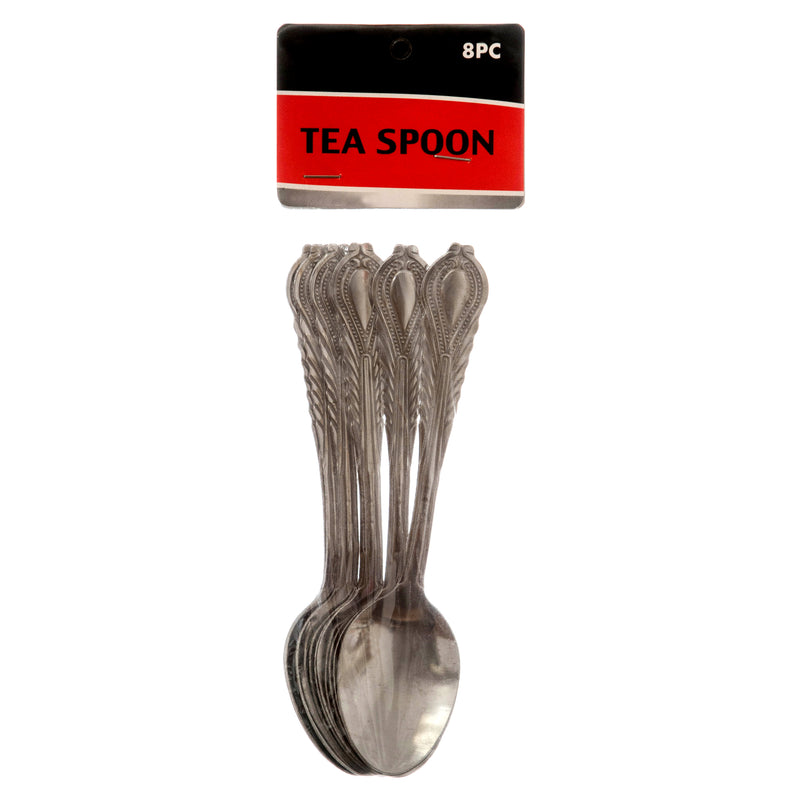 Tea Spoon 8Pc Stainless Steel 5" W/Design