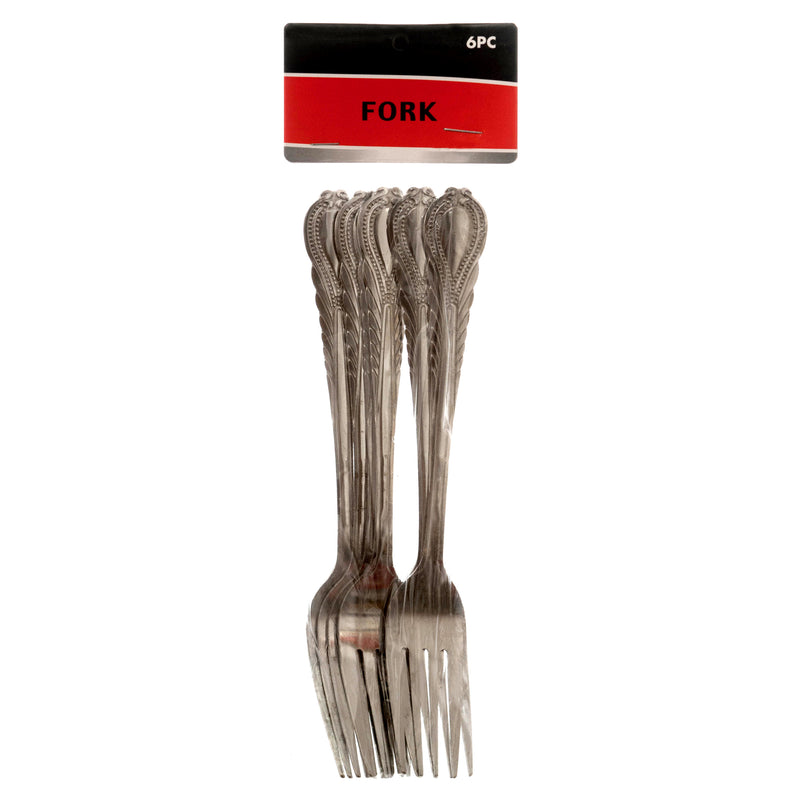 Fork 6Pcs Stainless Steel 7" W/Design