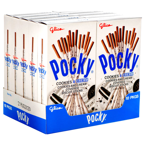 Pocky Cookies & Cream Biscuit Sticks, 2.4 oz (10 Pack)