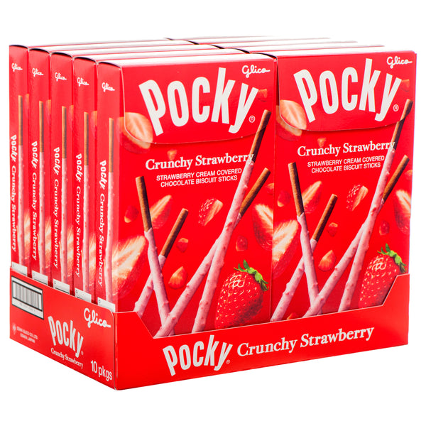 Pocky Crunchy Strawberry Cream Biscuit Sticks, 2.4 oz (10 Pack)