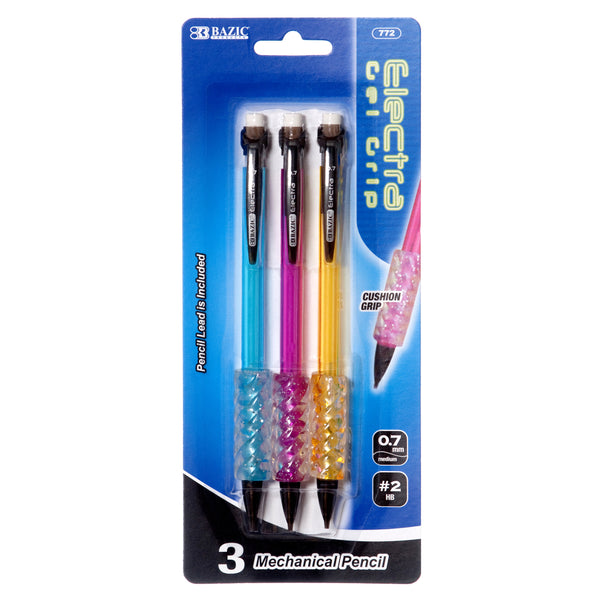 Electra Mechanical Pencil w/ Grip, 0.7mm, 3 Count (24 Pack)