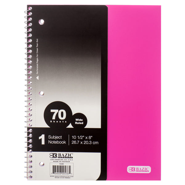 Wide Rule Single Subject Spiral Notebook, 70 Sheet (24 Pack)