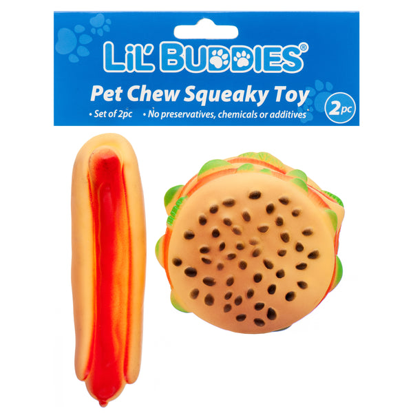 Lil' Buddies Pet Chew Squeaky Toy 2Pc Set (24 Pack)