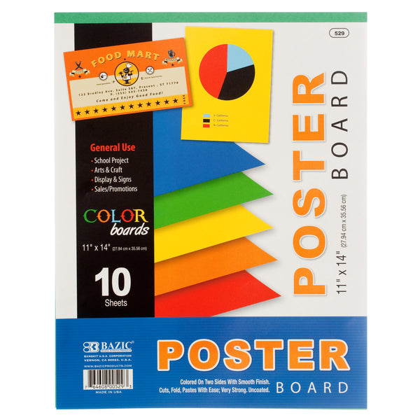 Color Poster Board, 11' x 14", 5 Sheets (48 Pack)