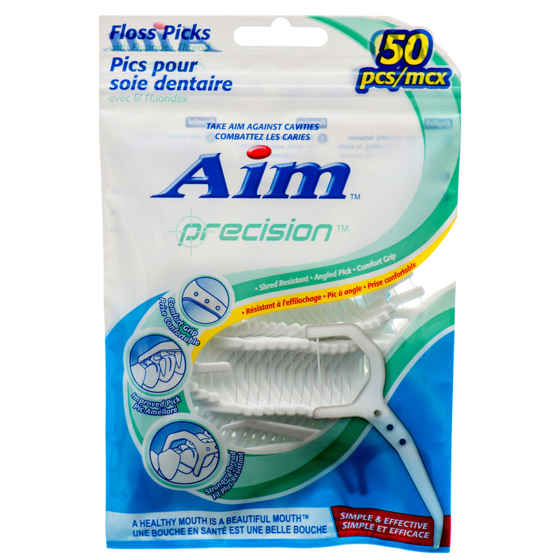 Aim Dental Floss Picks, 50 Count (12 Pack)