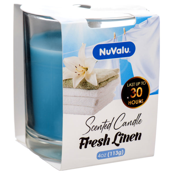 NuValu Scented Candle, Fresh Linen, 4 oz (12 Pack)