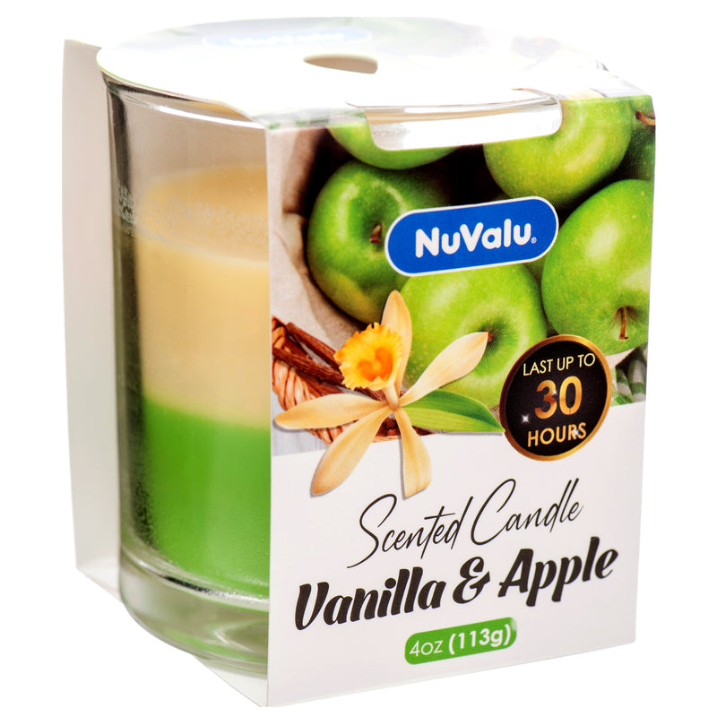 NuValu Scented Candle, Vanilla & Apple, 4 oz (12 Pack)
