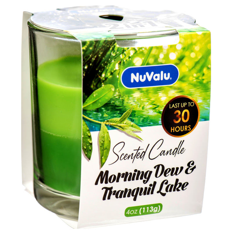 NuValu Scented Candle, Morning Dew & Tranquil Lake, 4 oz (12 Pack)