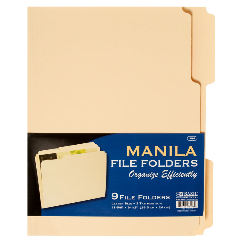 Manila Filing Folders, 9 Count (48 Pack)