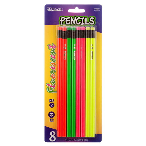 Neon Fluorescent #2 Pencils, 8 Count (24 Pack)