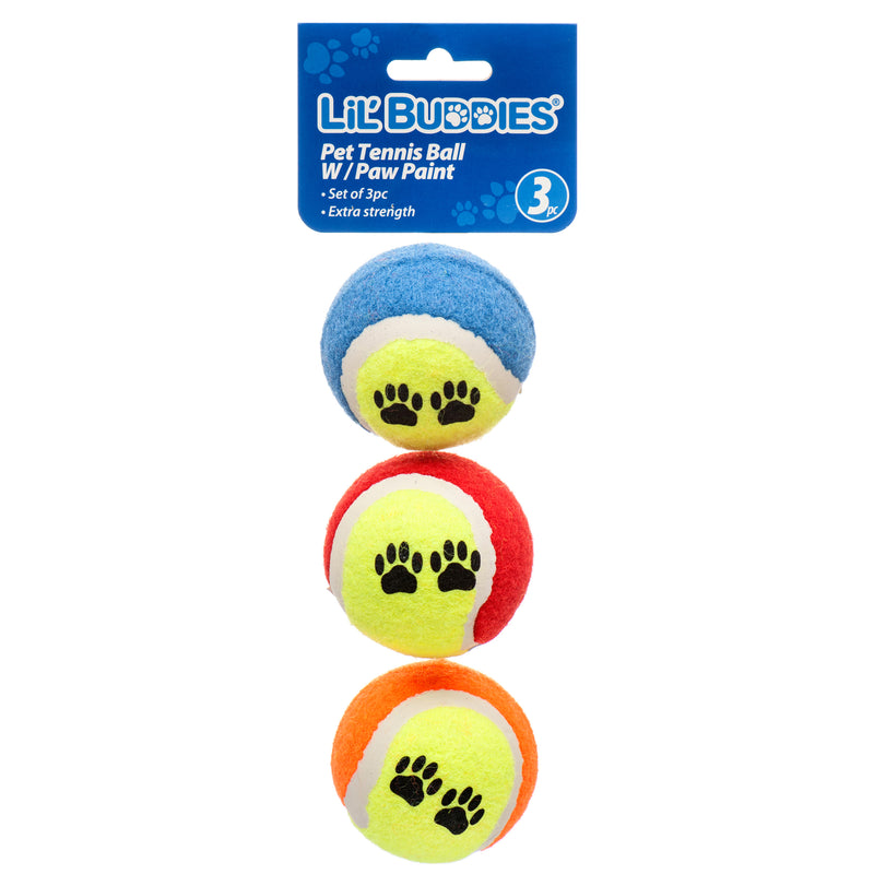 Lil' Buddies Tennis Ball Pet Toy, 3 Count (12 Pack)