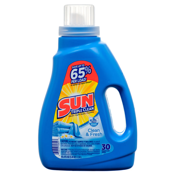 Sun Liquid Laundry Detergent, Clean & Fresh, 45.4 oz (6 Pack)