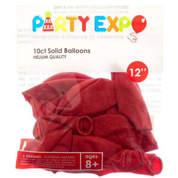 Inflatable Party Balloons, Red, 12", 10 Count (12 Pack)