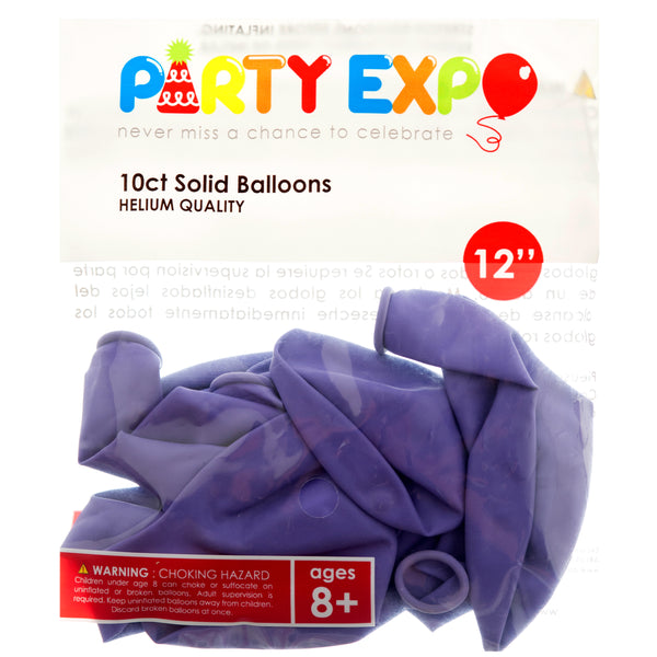 Inflatable Party Balloons, Lavender, 12", 10 Count (12 Pack)