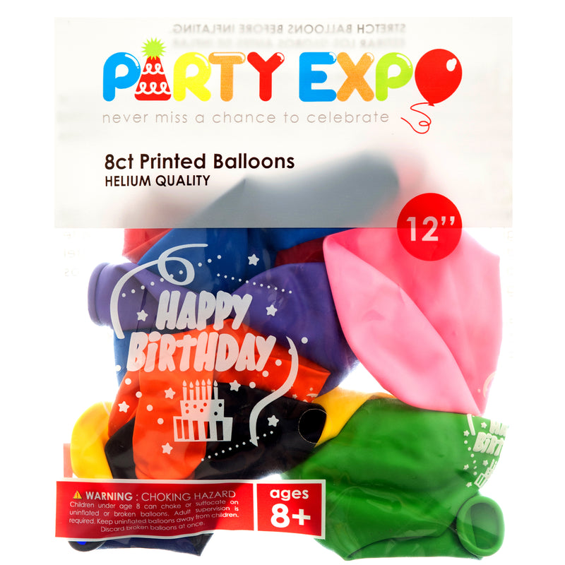 Inflatable Party Balloons, B-Day, 12", 8 Count (12 Pack)