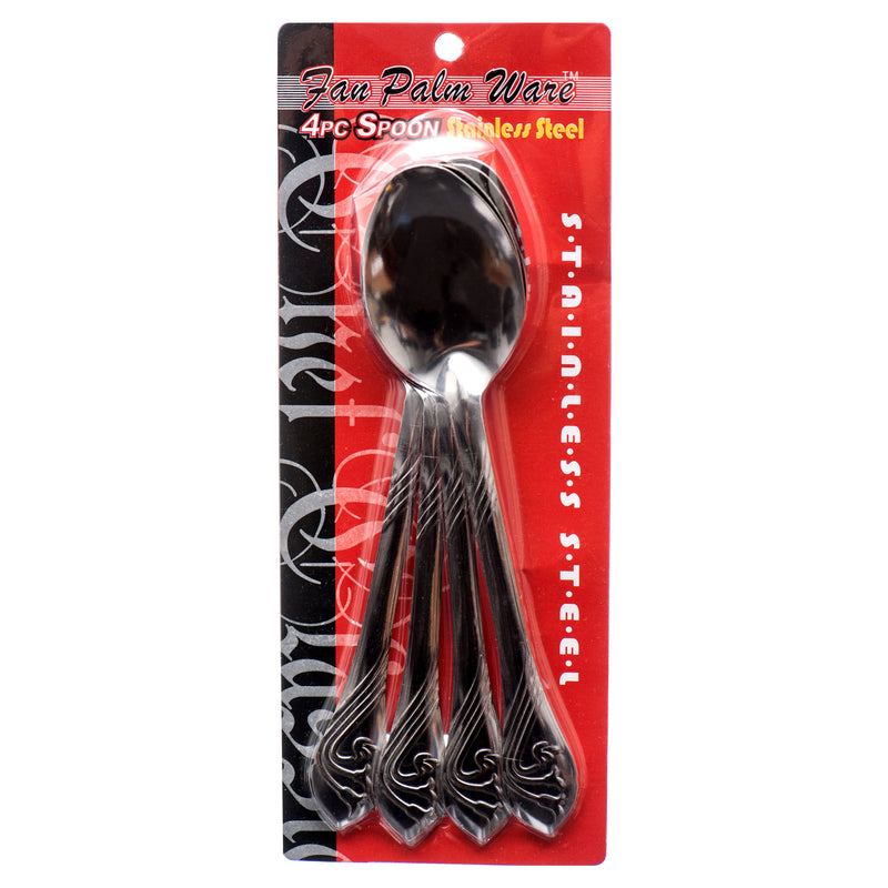 Spoon Stainless Steel 4Pc Flower In Double Blister