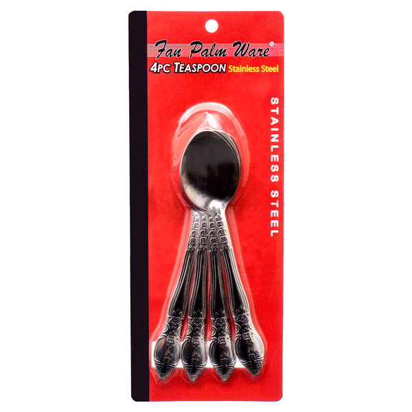 Tea Spoon Stainless Steel 4Pc In Dbl Blister #J3003C (36 Pack)