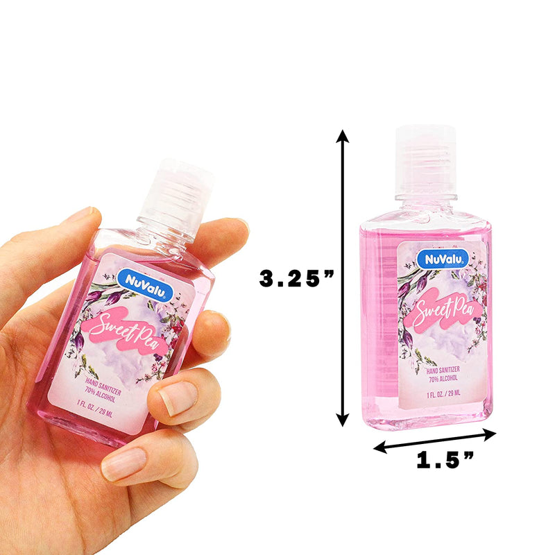 NuValu Pink Sweet Pea Scented Hand Sanitizer, 1 oz (48 Pack)