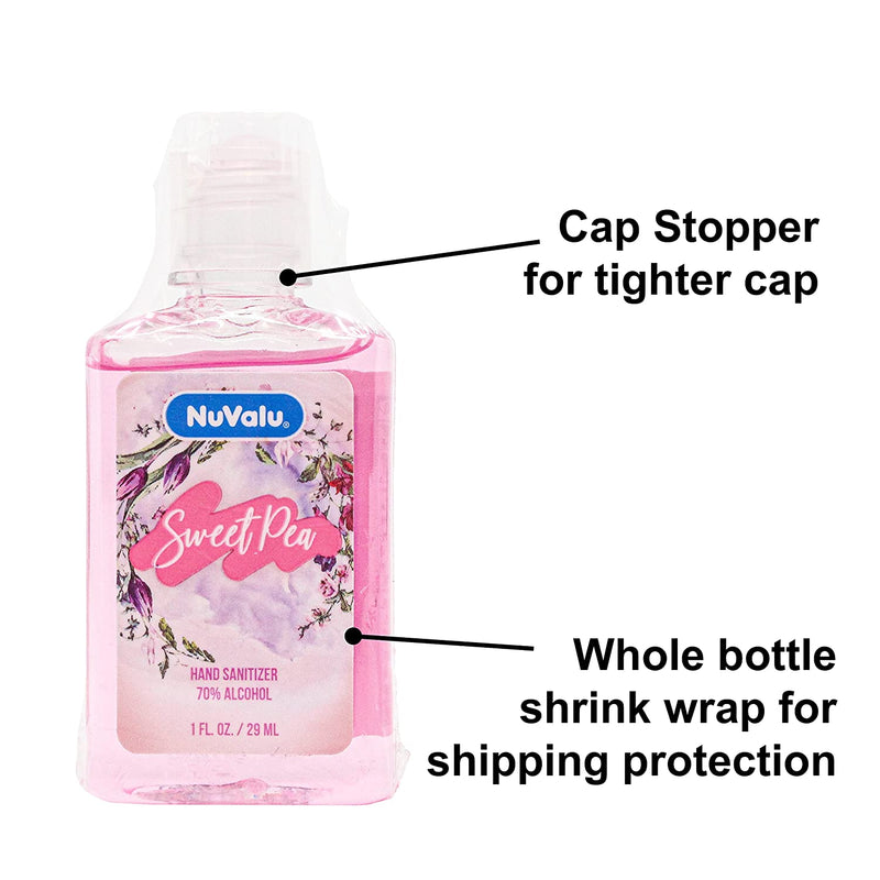 NuValu Pink Sweet Pea Scented Hand Sanitizer, 1 oz (48 Pack)