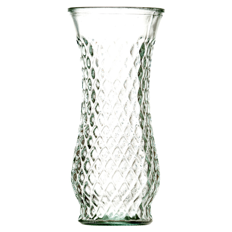 Glass Vase 8.5 X 3.5" Clear W/Diamond Design