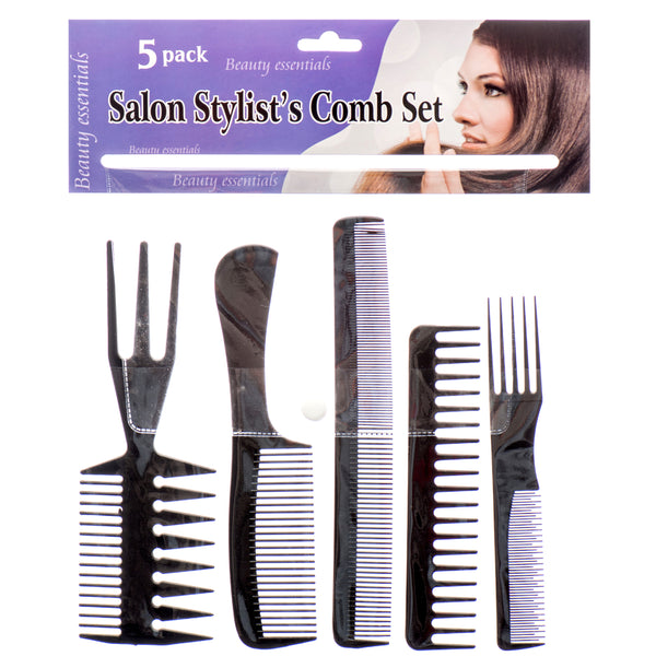 Hair Comb Set 5Pc Set W/Black Color (24 Pack)