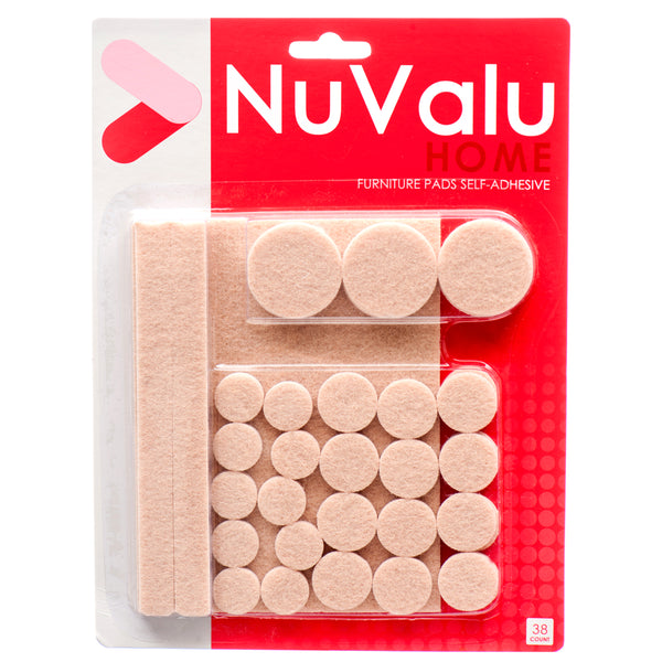 Nuvalu Furniture Pads 38Pc Size Asst W/Blister (24 Pack)