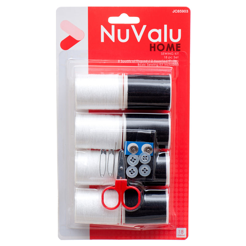 Nuvalu Sewing Thread 8Pcs Kit W/Blk & Wht (24 Pack)