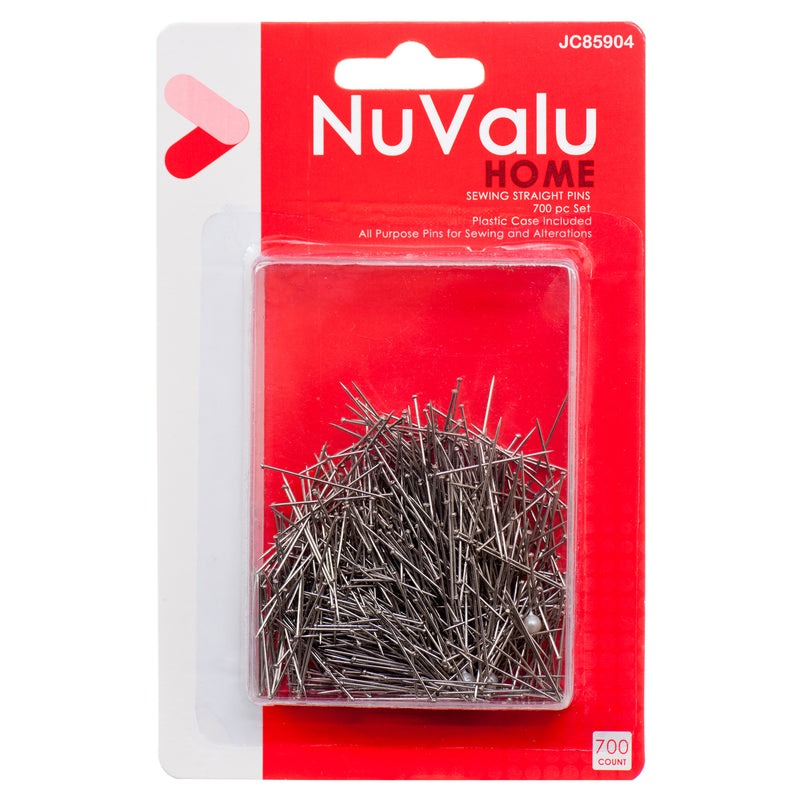 Nuvalu Sewing Straight Pins 700Pc W/Plastic Box & Blister (24 Pack)