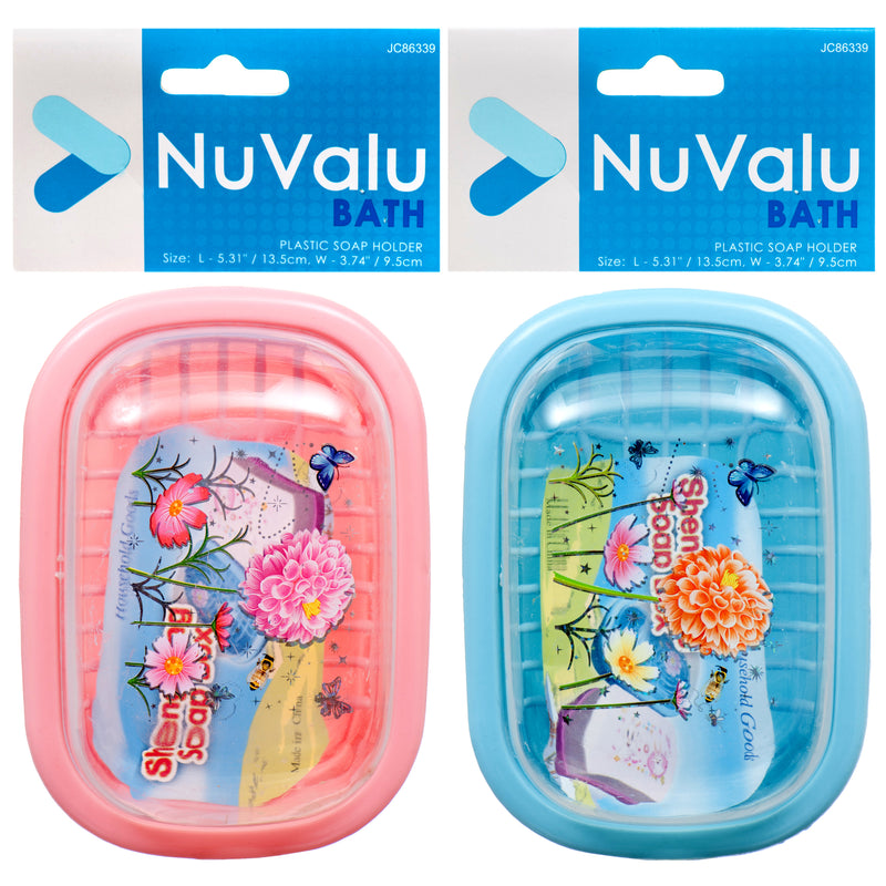 Nuvalu Plastic Soap Holder W/Cover (24 Pack)