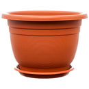 Round Plastic Planter w/ Tray, 14.75"  (12 Pack)