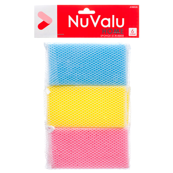 Nuvalu Sponge Scrubber 6Pc/Set In Polybag (24 Pack)