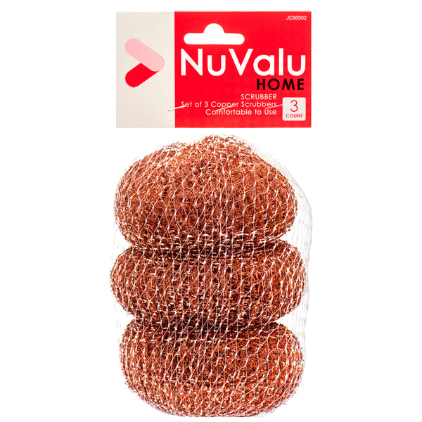 NuValu Round Copper Scourers, 3 Count (24 Pack)