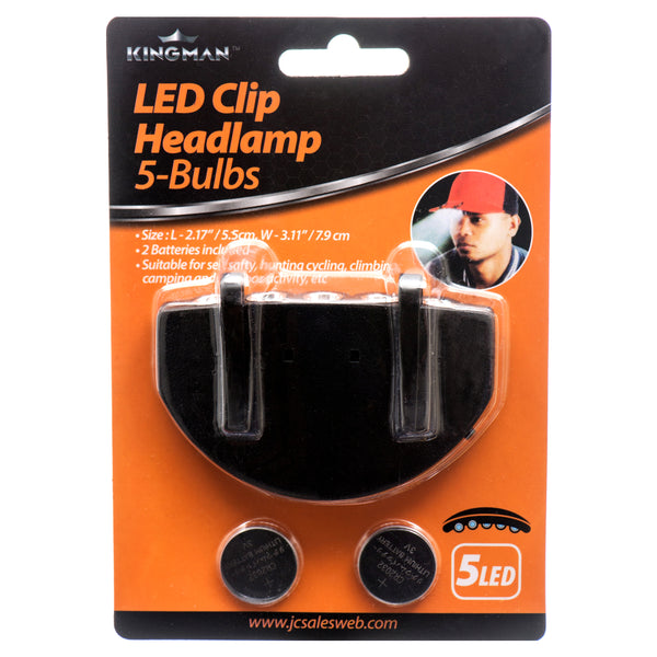 Kingman Led Clip Headlamp 5-Bulbs Multi-Functional (24 Pack)