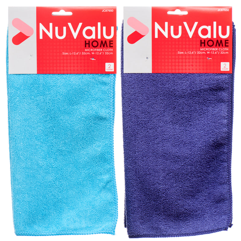 Nuvalu Microfiber Cloth 2Pcs W/Asst Colors (12 Pack)