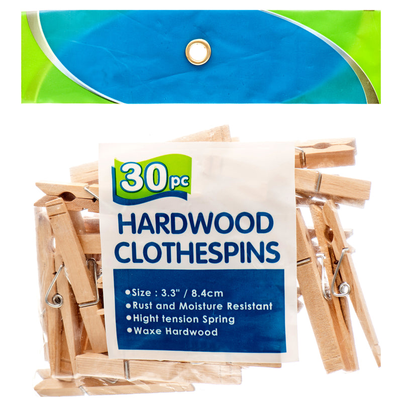 Hardwood Clothespins, 30 Count (24 Pack)