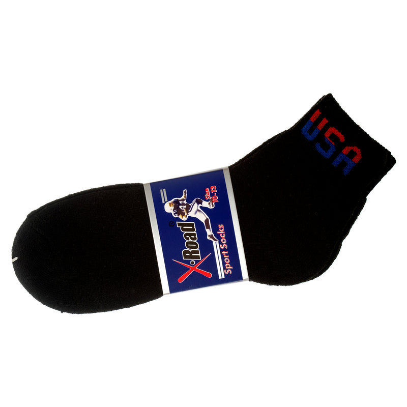 Sport Socks Men 2 Pair Ankle All Black Red Blue Usa 10-13 (6 Pack)