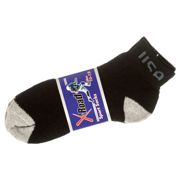 Sport Socks Men 2 Pair Ankle Black H/T Gray Usa 10-13 (6 Pack)