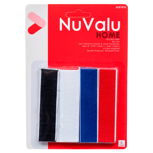 Nuvalu Velcro Strip 4 Pc Asst Clr (24 Pack)