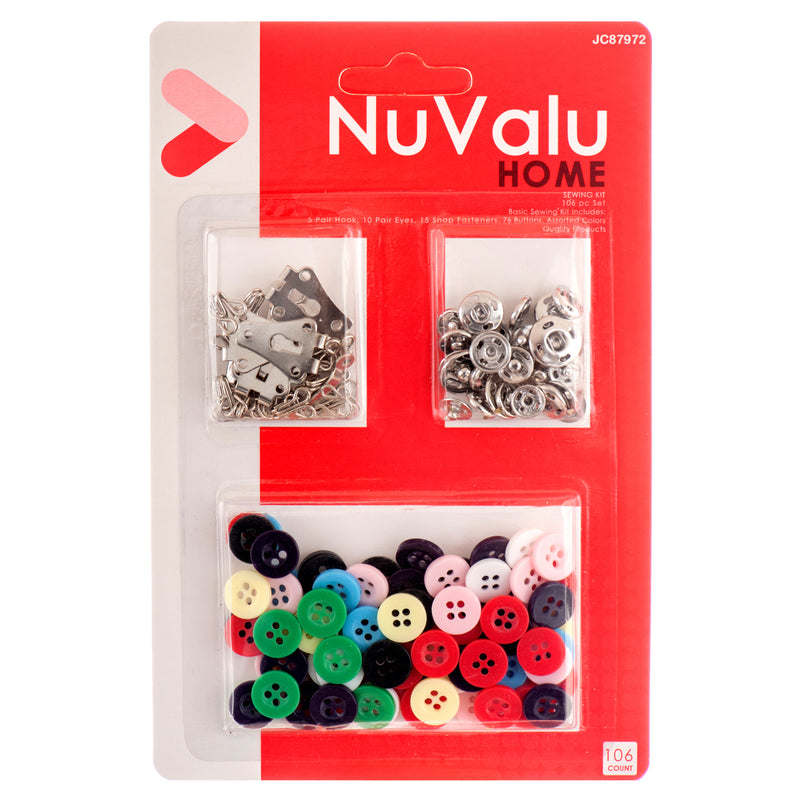 Nuvalu Sewing Kit 106 Pc W/ Button (24 Pack)